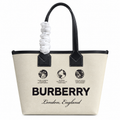 Burberry Globe Print Logo Tote Bag