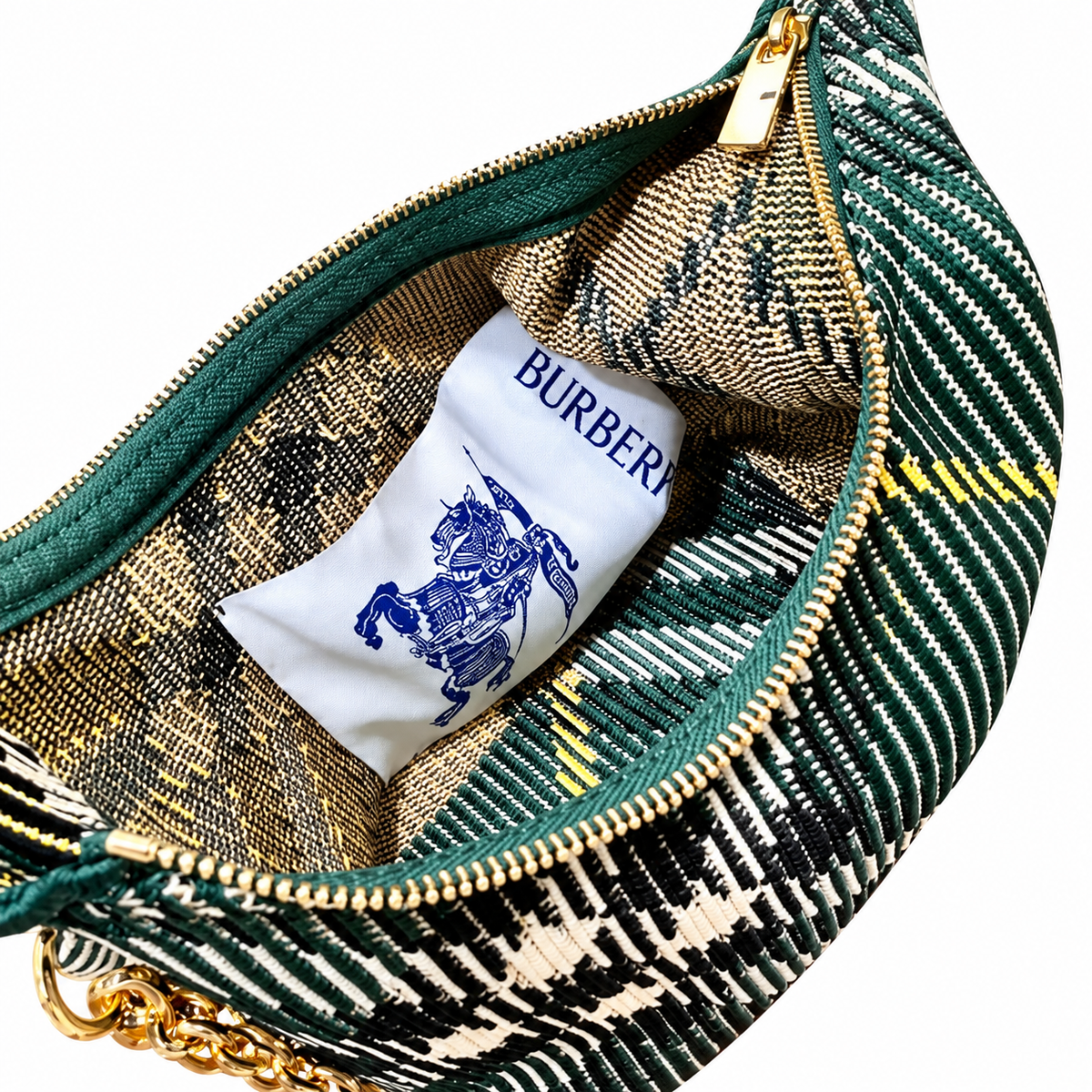 Burberry Woven Check Chain Shoulder Bag