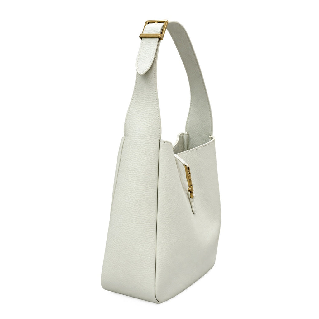 Saint Laurent Le 5 À 7 Leather Hobo Bag – White