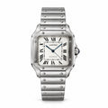 Cartier Santos Large — Stainless Steel, White Dial, Roman Numerals & Steel Bracelet, Automatic
