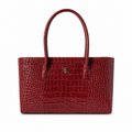Chanel Burgundy Croc-Embossed Tote Bag