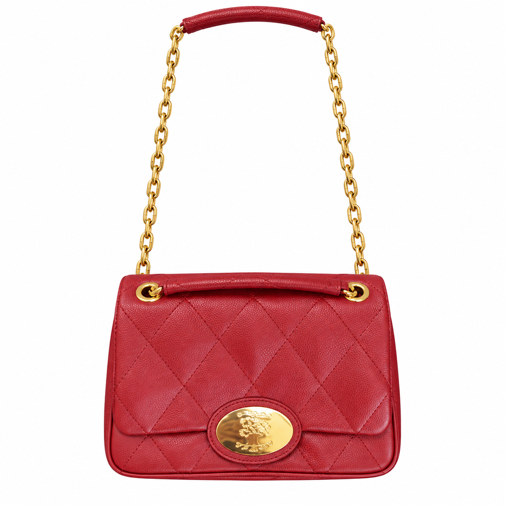Burberry Red Quilted Chain Shoulder Bag