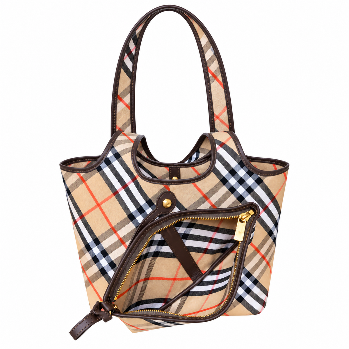 Burberry Check Tote Bag with Pouch