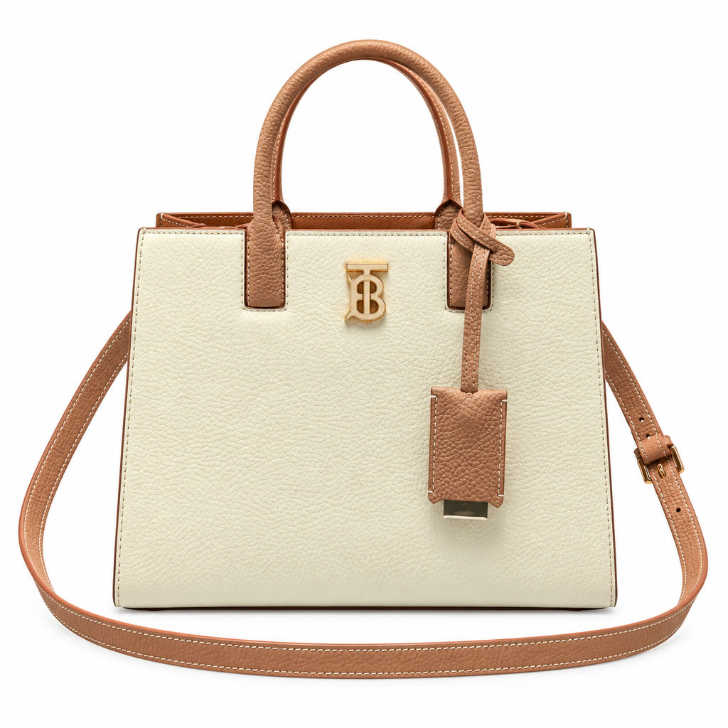 Burberry Cream Leather Tote with Shoulder Strap