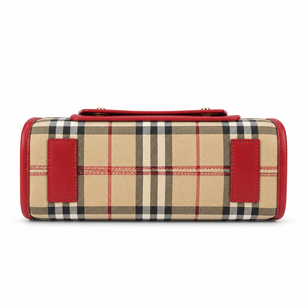 Burberry Check Pocket Tote with Red Trim