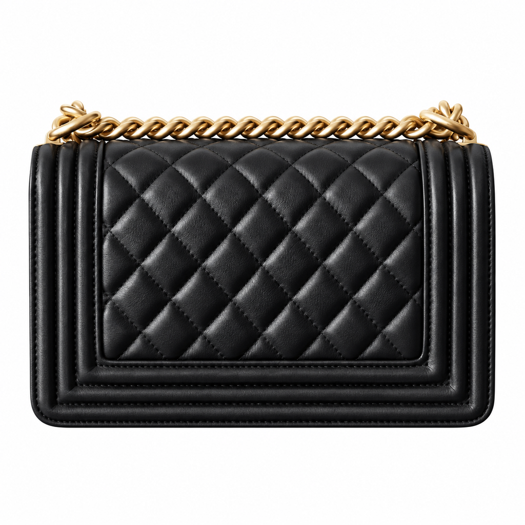 Chanel Black Quilted Lambskin Medium Boy Bag