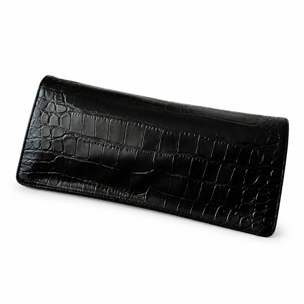 Chanel Black Croc-Embossed Clutch Bag