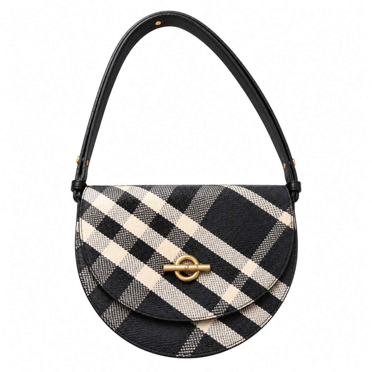 Burberry Black Check Saddle Bag