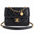Chanel Black Quilted Flap Bag with Braided Edge