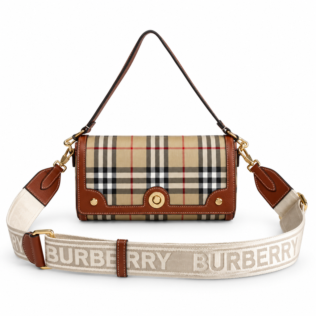 Burberry Check Flap Bag with Logo Strap