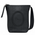Dior Cannage Grained Leather Large Hobo Bag with Oval Medallion in Black