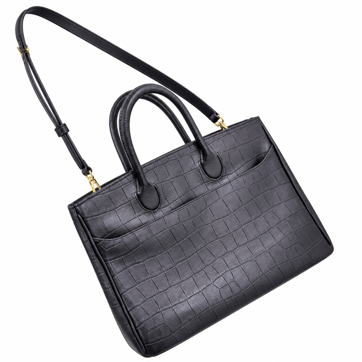 Burberry Croc-Effect Tote with Shoulder Strap