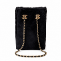 Chanel Black Fuzzy Chain Bucket Bag