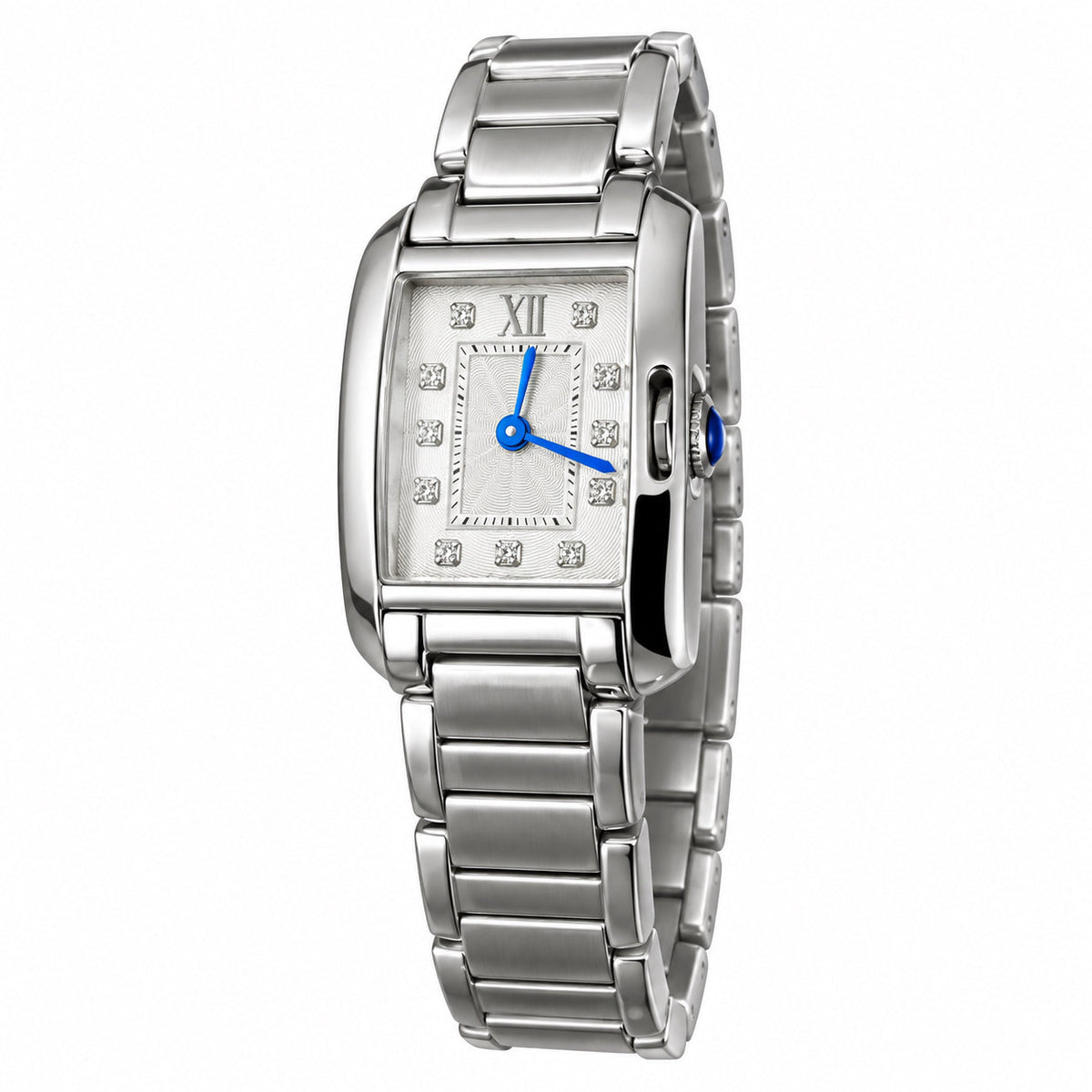 Cartier Tank Anglaise Small — Steel, Silver Diamond-Set Dial, Roman Numerals & Steel Bracelet, Women