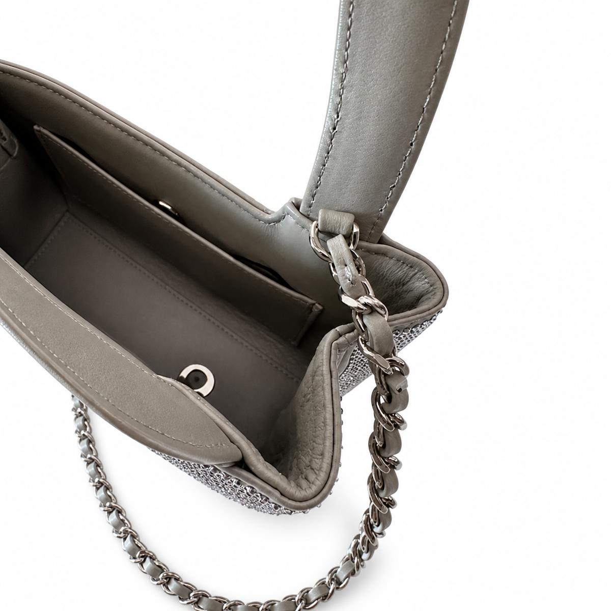 Chanel Silver Rhinestone Top Handle Bag