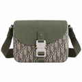 Dior Hit the Road Crossbody Bag in Khaki Green with Houndstooth Trim