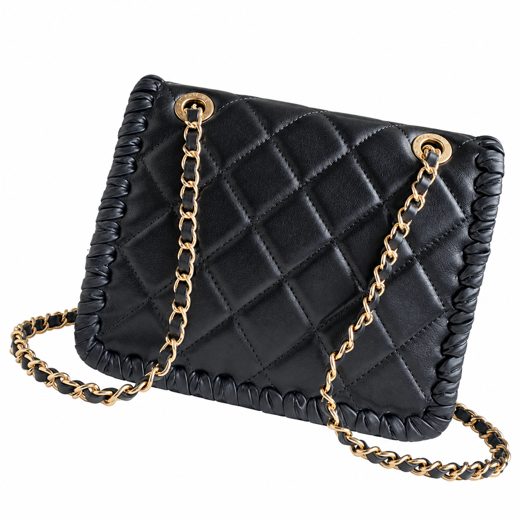 Chanel Black Quilted Flap Bag with Braided Edge