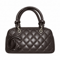 Chanel Dark Brown Cambon Quilted CC Bowler Bag