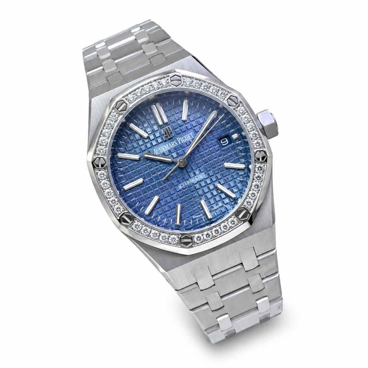 Audemars Piguet Royal Oak Automatic Diamond Bezel Blue Steel