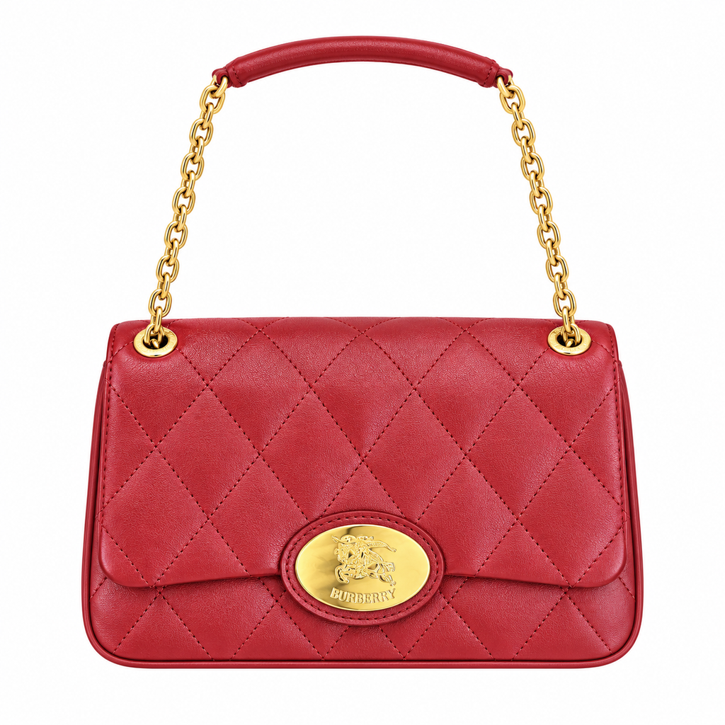 Burberry Red Quilted Chain Shoulder Bag