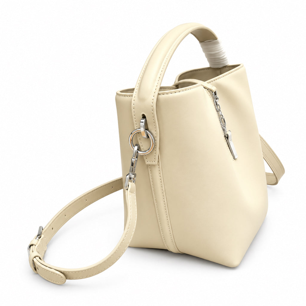 YSL Saint Laurent Le Petit Suzanne Bucket Bag in Cream Smooth Leather
