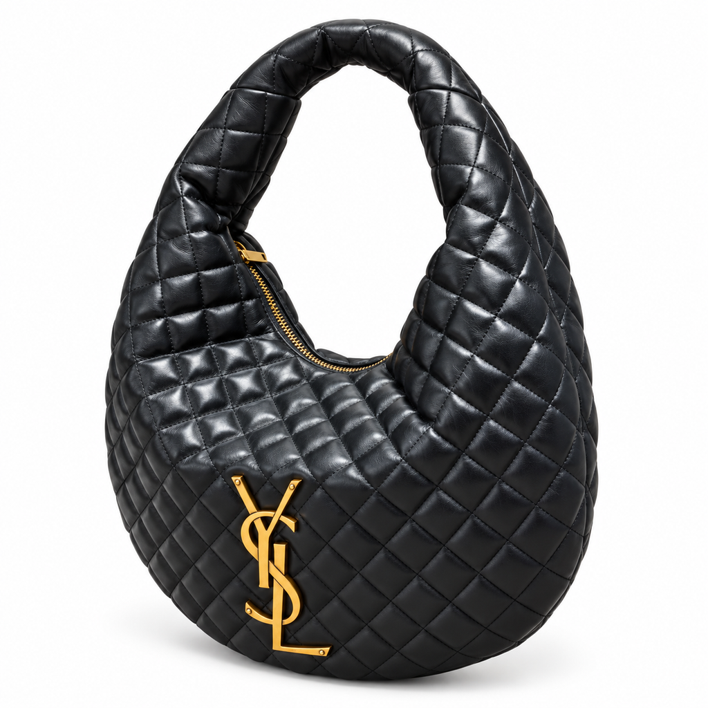 Saint Laurent Quilted Leather Hobo Bag – Black