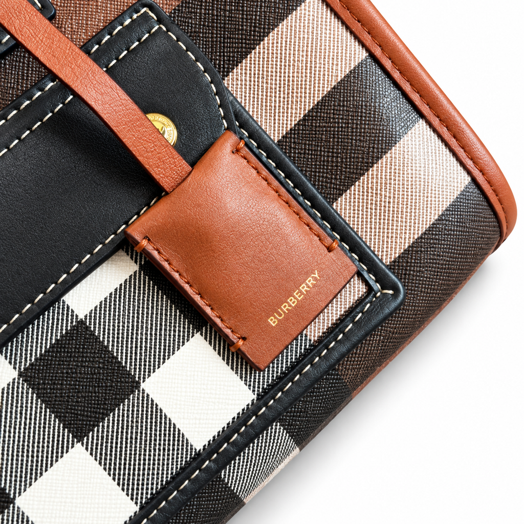 Burberry Check Top Handle Bag with Shoulder Strap
