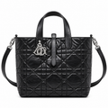 Dior Toujours Mini Tote in Black Cannage Quilted Leather with Silver CD Charm