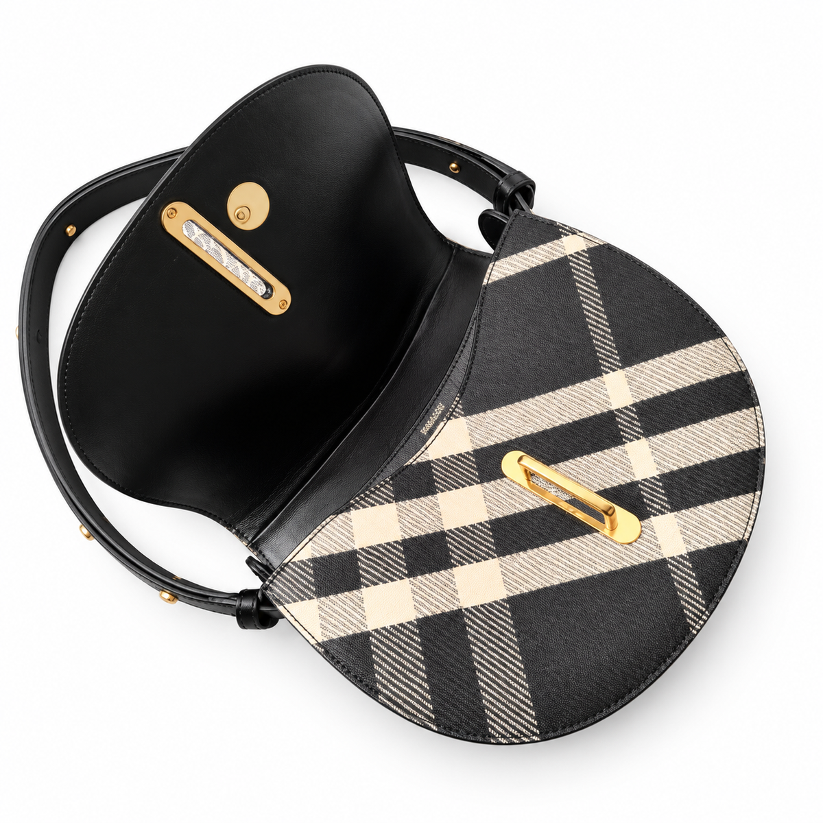 Burberry Black Check Saddle Bag