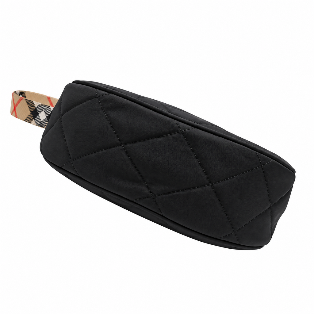 Burberry Quilted Crescent Bag with Check Strap