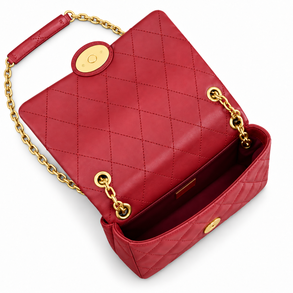 Burberry Quilted Chain Shoulder Bag in Red