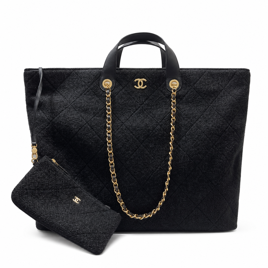 Chanel Black Quilted Tote with Pouch