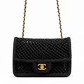 Chanel Black Woven Flap Crossbody Bag