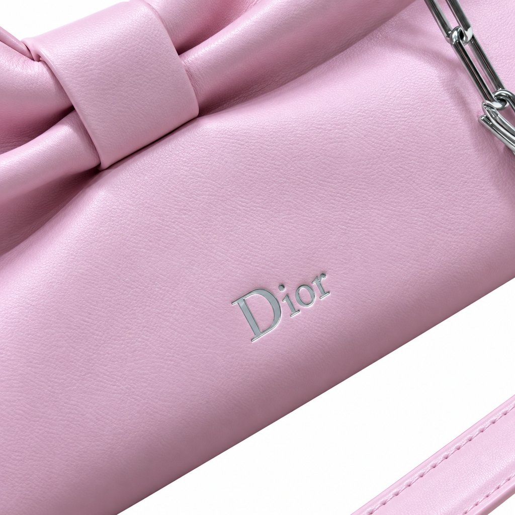 Dior Bow Bag in Baby Pink Matte Lambskin with Silver Chain Strap