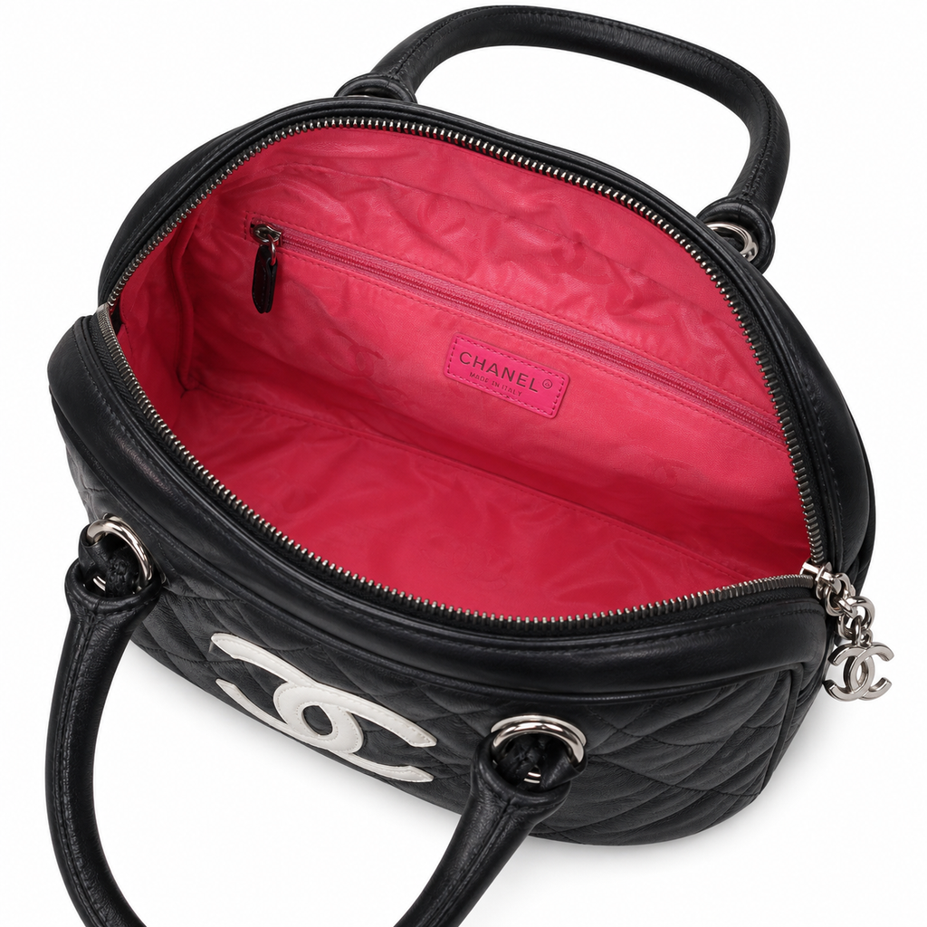 Chanel Black Quilted Tote with White CC