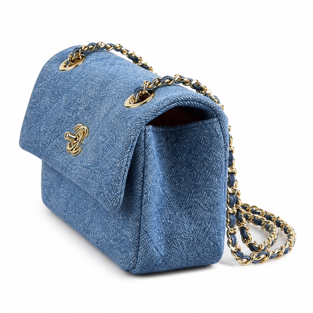 Chanel Blue Denim Flap Shoulder Bag
