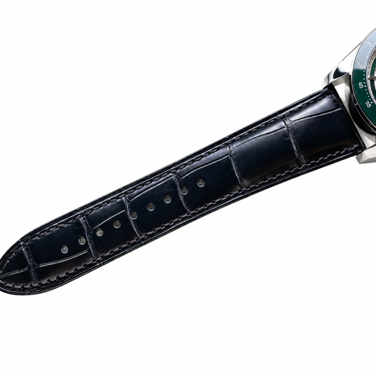 Longines Conquest Chronograph – Green Bezel Black Leather Strap