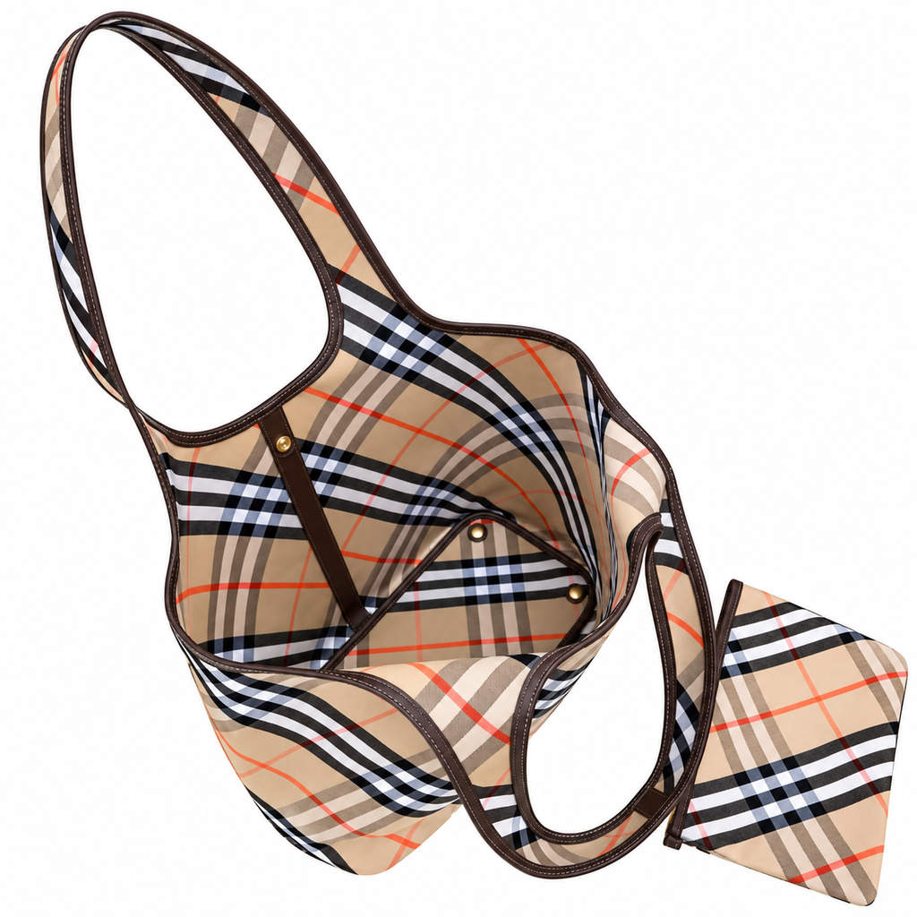 Burberry Check Tote Bag with Pouch