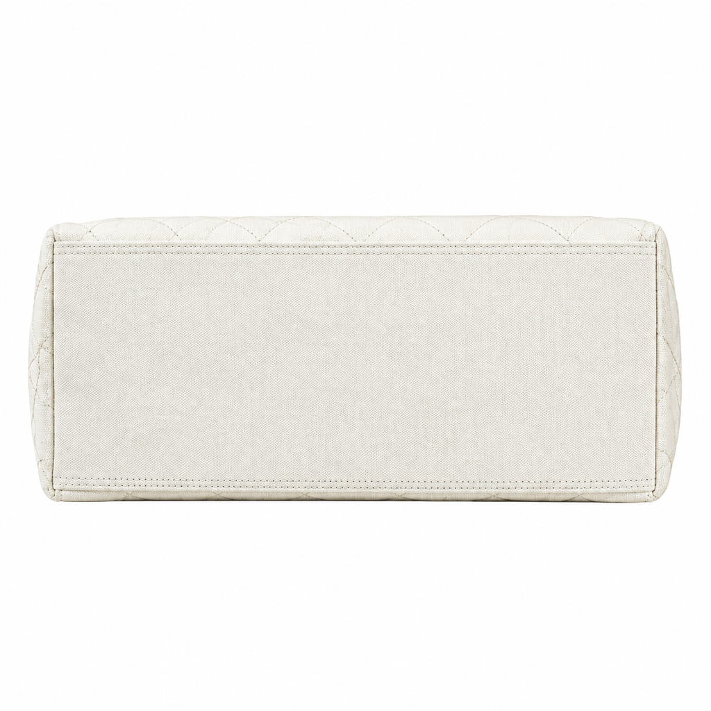 Chanel White Quilted Large 22 Bag with Black Chain