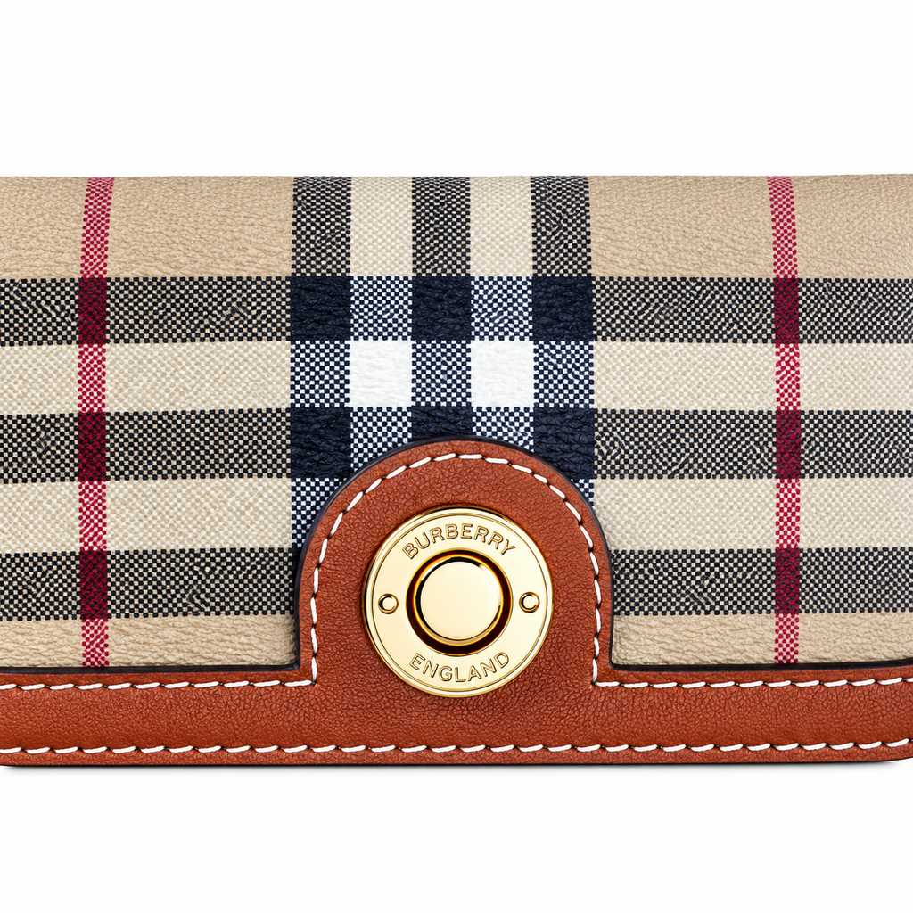 Burberry Check Flap Bag with Logo Strap