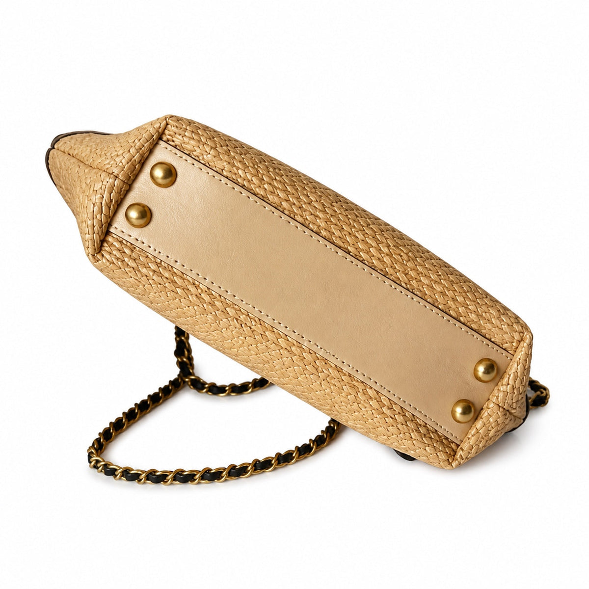Chanel Quilted Tote Bag with Leather-Woven Chain Strap