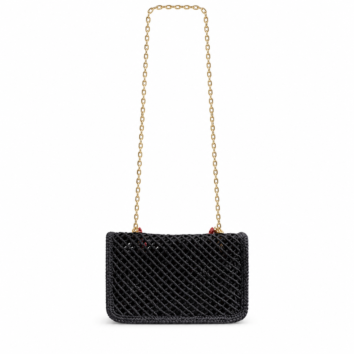 Chanel Black Woven Charm Crossbody Bag
