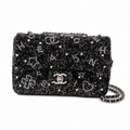 Chanel Classic Flap Bag in Black Crystal Embellishment with Silver CC Lock