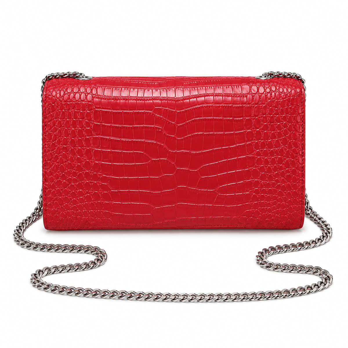 Saint Laurent YSL Kate Tassel Bag – Red Croc Silver