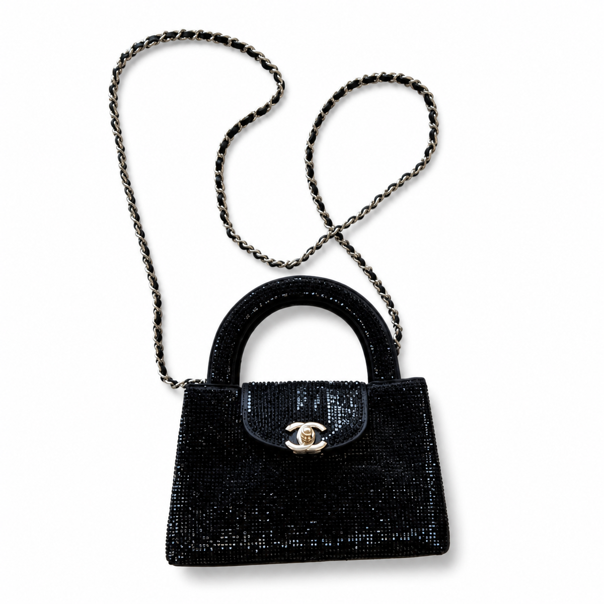 Chanel Black Rhinestone Top Handle Bag