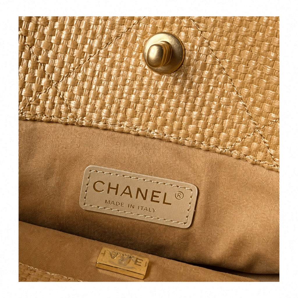 Chanel Quilted Tote Bag with Leather-Woven Chain Strap