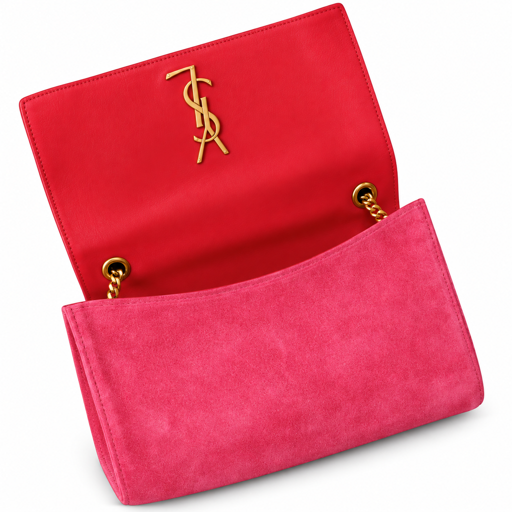 YSL Kate Chain Bag – Fuchsia Suede