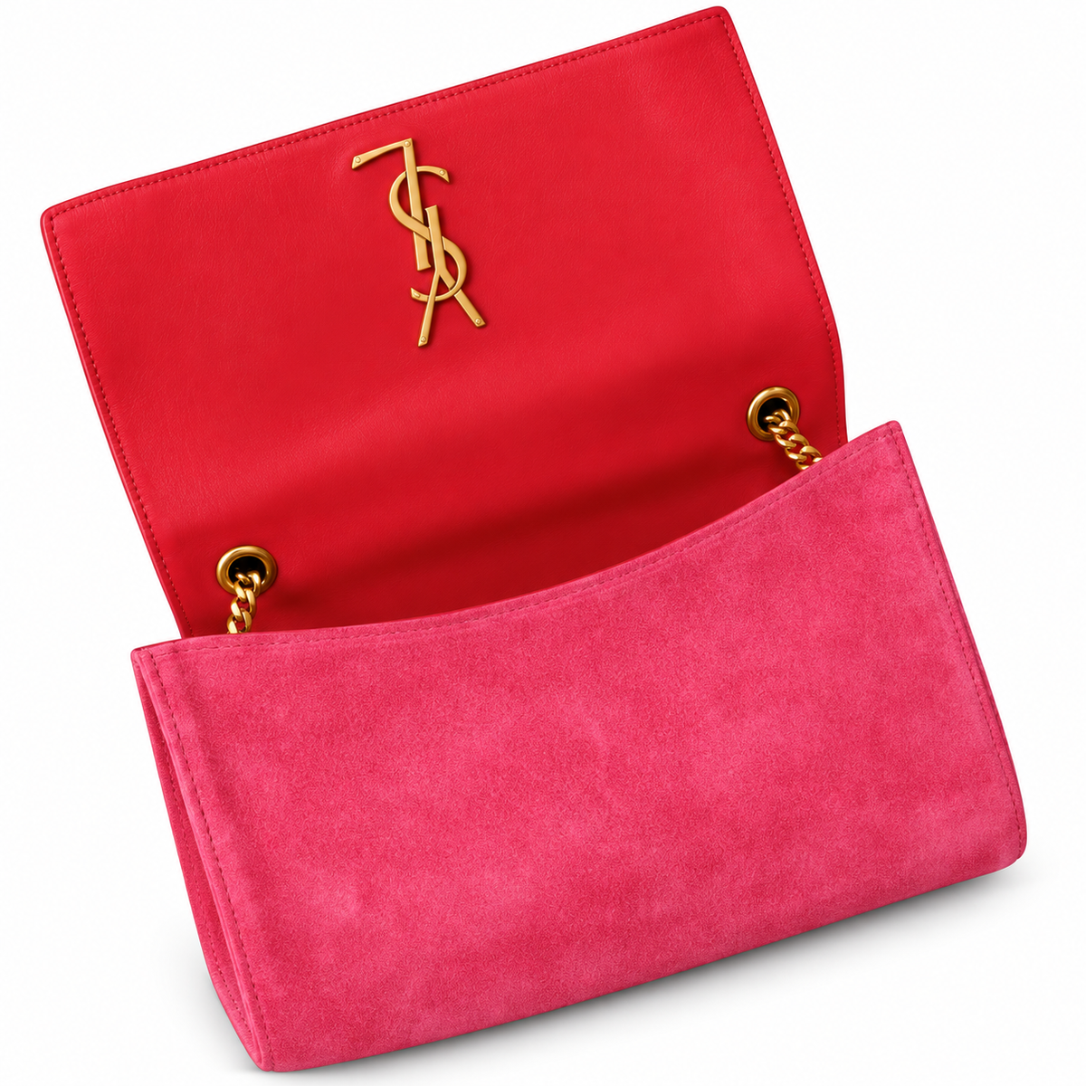 YSL Kate Chain Bag – Fuchsia Suede