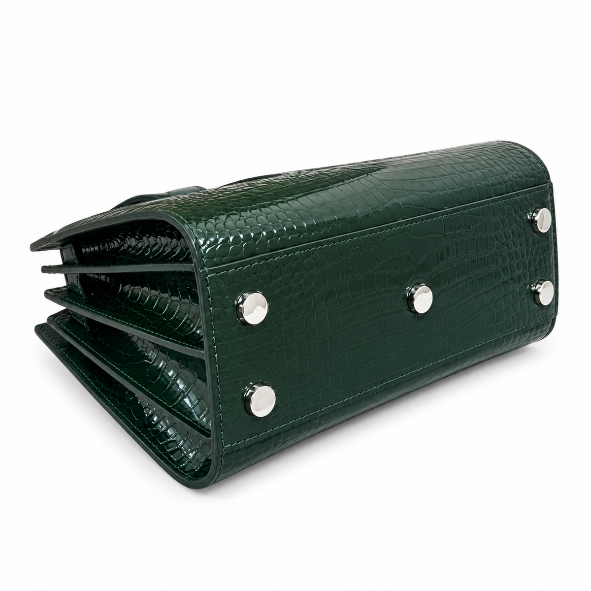 Saint Laurent Sac de Jour Bag – Forest Green Croc Embossed