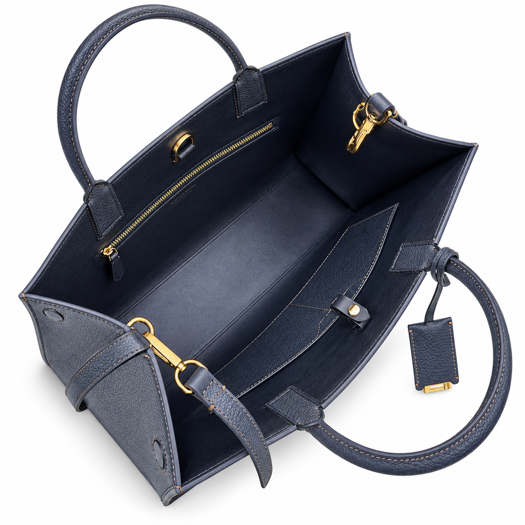 Burberry Navy Leather TB Tote Bag